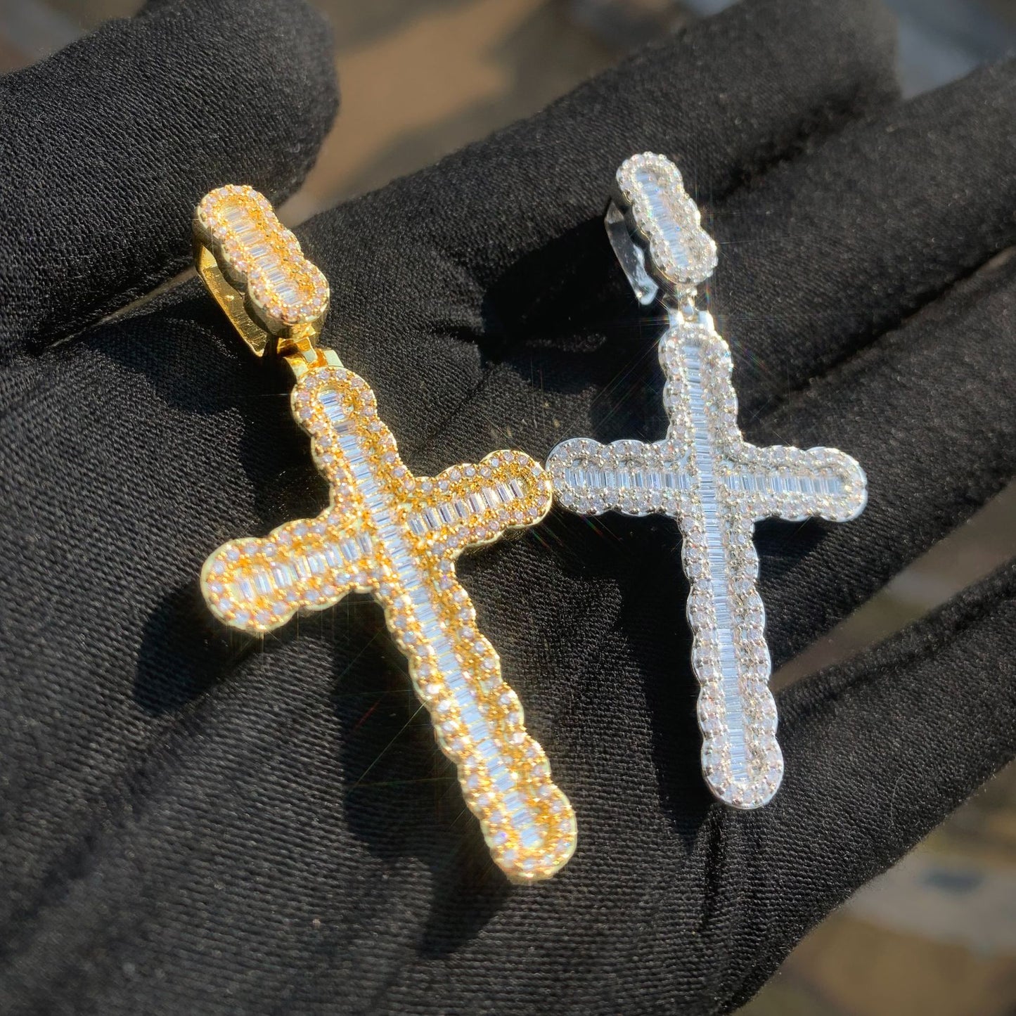 Iced Out Cross Pendant Necklace for Men Unisex Hip Hop Statement