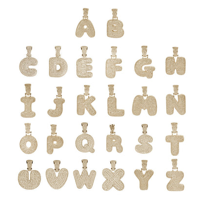 Hip Hop Letter Bubble Cubic Zirconia Pendant Necklace for Men and Women