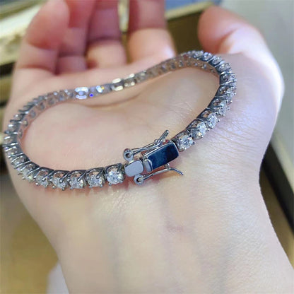 VVS1 Moissanite Tennis Bracelet for Women, Full Stone 3mm Bracelet 15-19cm