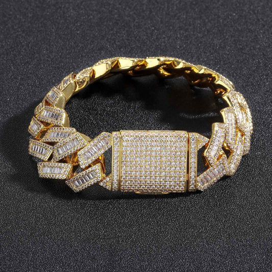Hip Hop Diamond Shape Cuban Link Cubic Zirconia Bracelet for Men