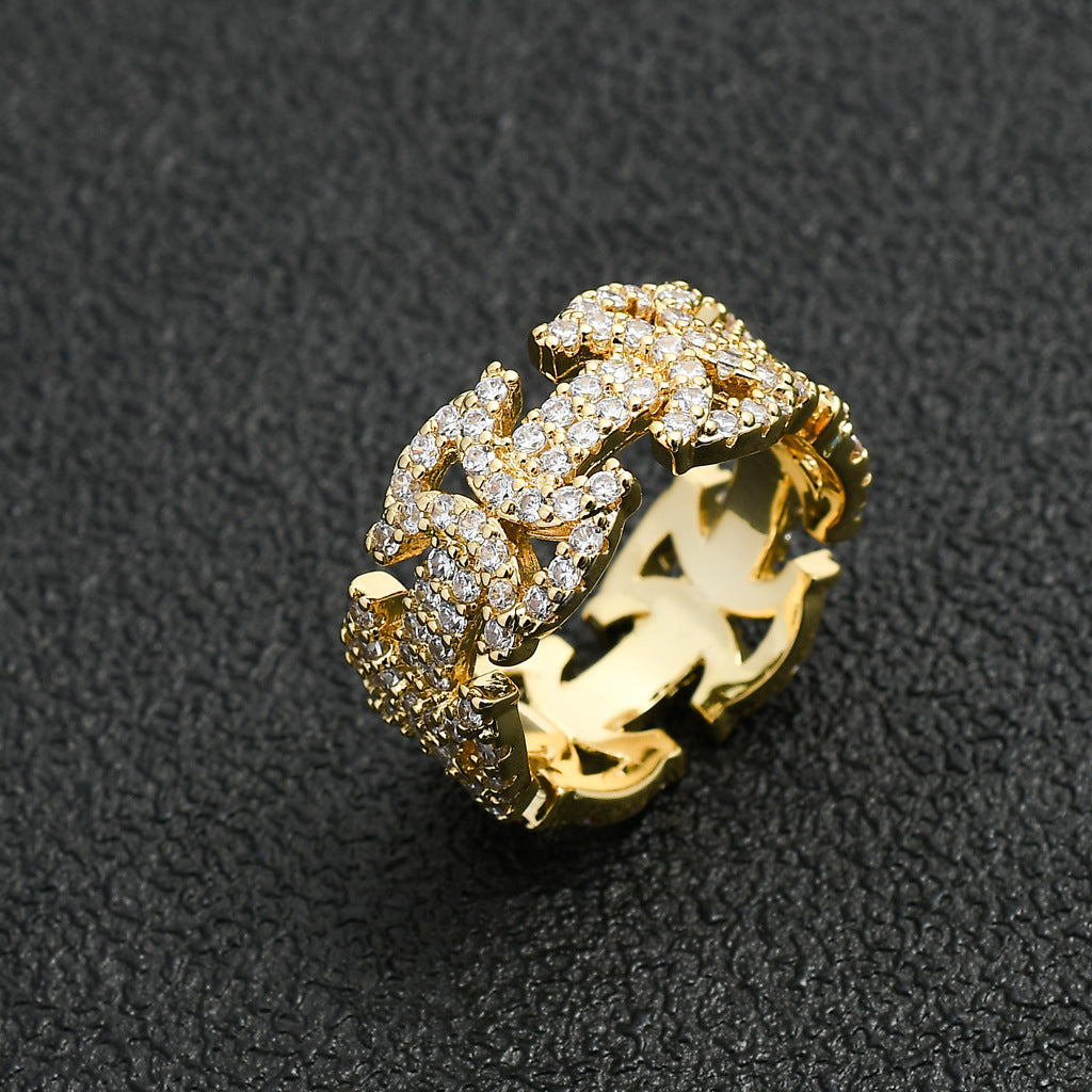 Hip Hop Bow Butterfly Geometric Cubic Zirconia Ring for Men and Women