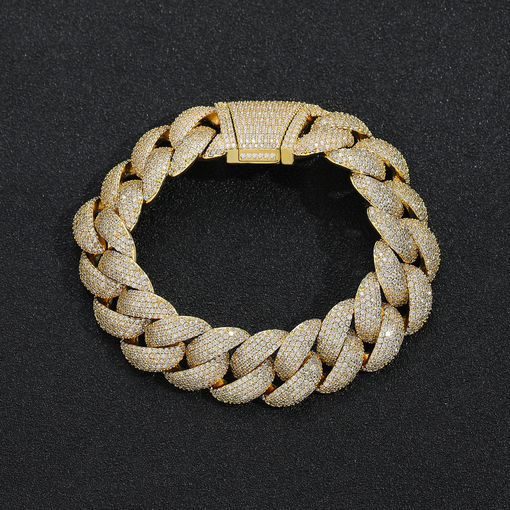 Hip Hop Light Luxury Cuban Link Bubble Cubic Zirconia Bracelet for Men