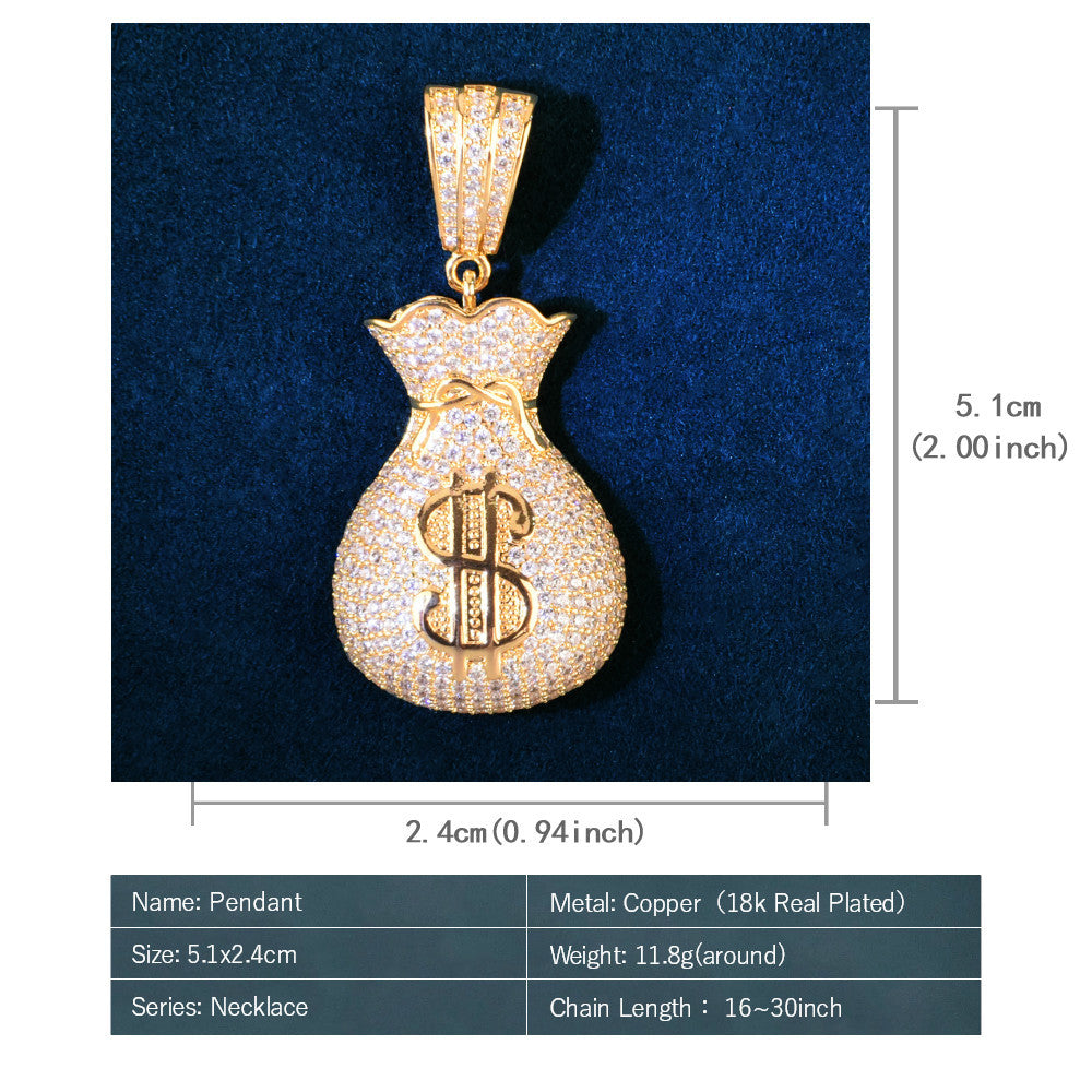 Iced Out Money Bag Pendant Necklace product image