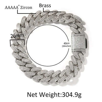 Iced Oval Link Chain Necklace with Cubic Zirconia for Women & Men – Statement Hip Hop Pendant Necklace in Gold or Silver