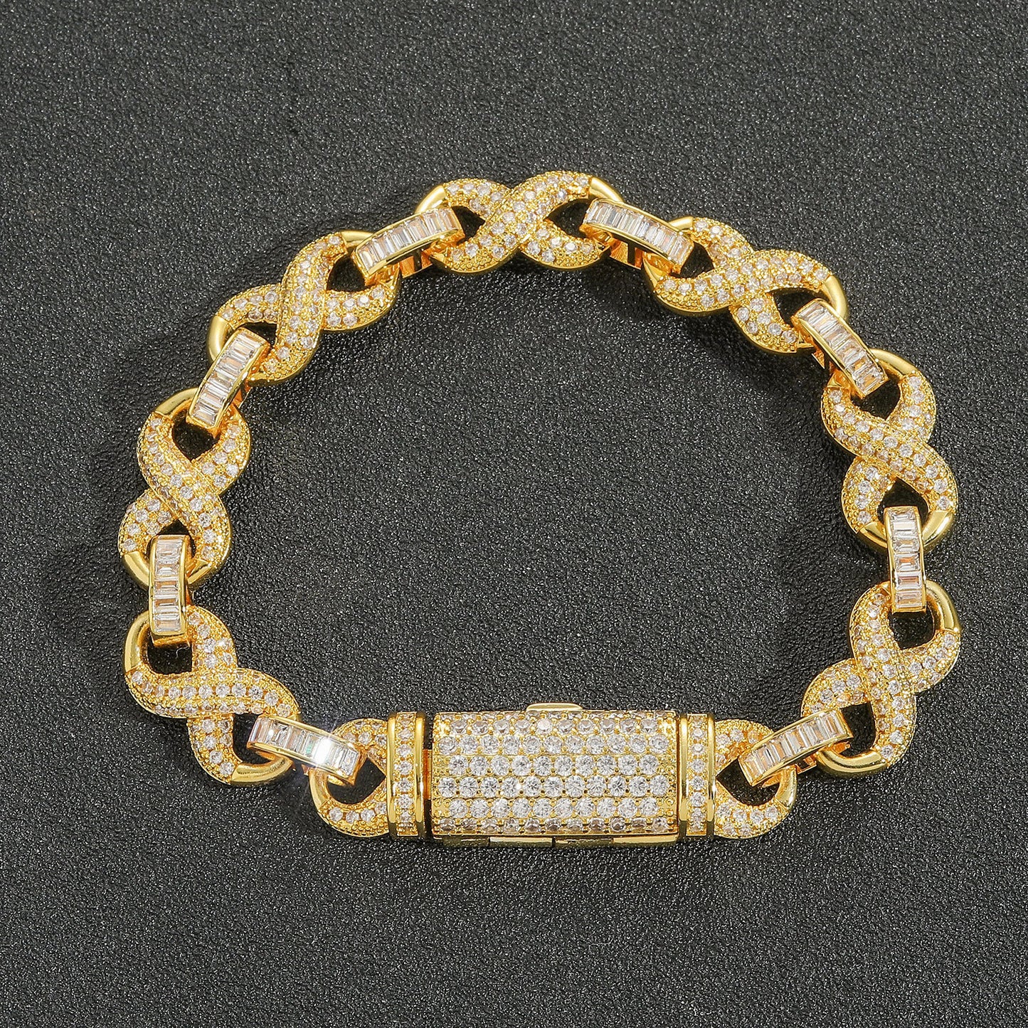 Hip Hop Four Leaf Clover Cuban Link Copper Bracelet for Men