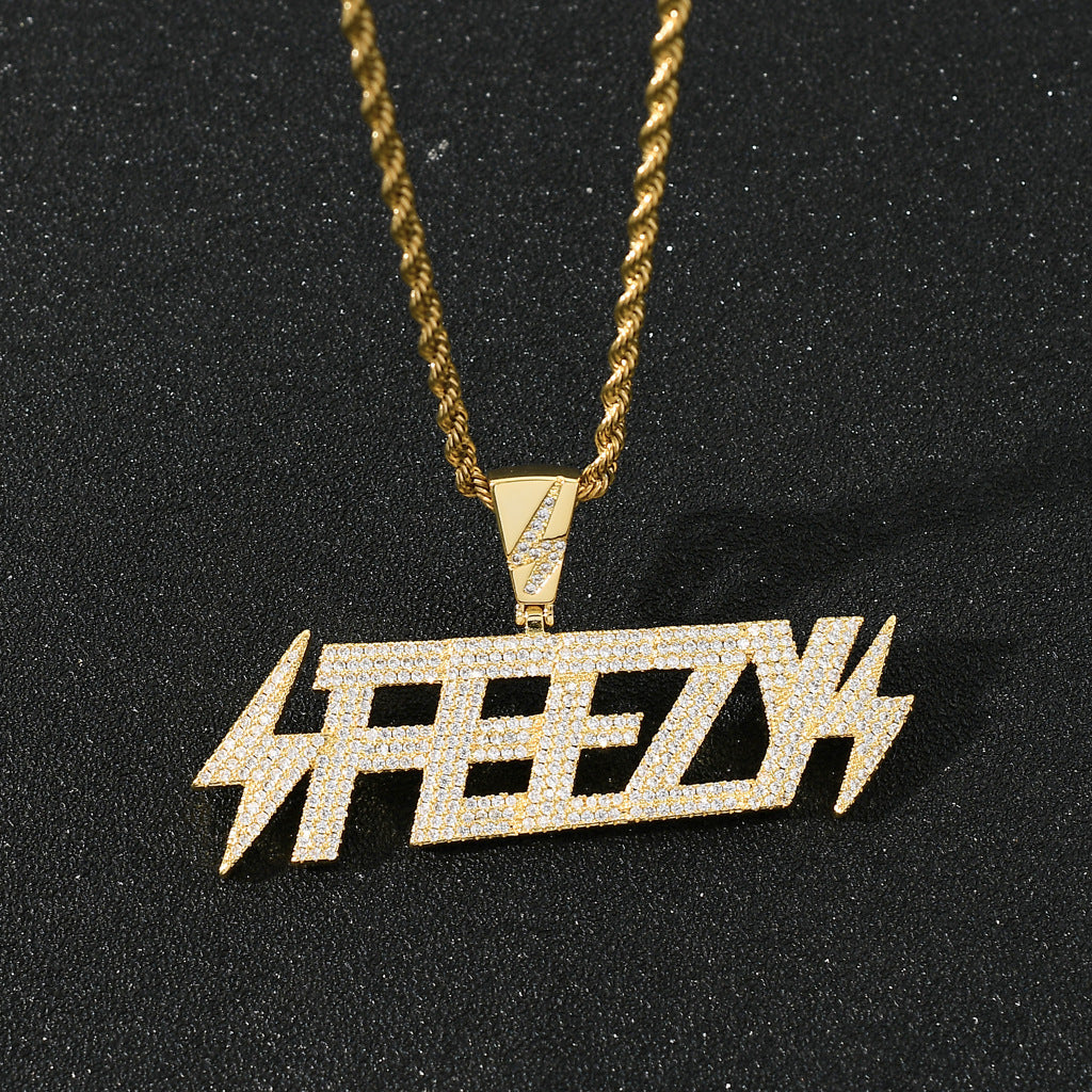 Hip Hop Star Geometric Round Cubic Zirconia Pendant Necklace for Men and Women