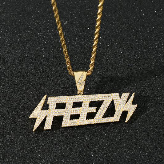 Hip Hop Star Geometric Round Cubic Zirconia Pendant Necklace for Men and Women