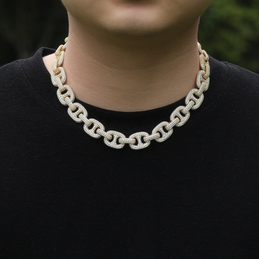 Iced Out Cuban Link Chain Bracelet & Necklace for Women and Men - Gold Plated or Silver Plated Cubic Zirconia Statement Jewelry