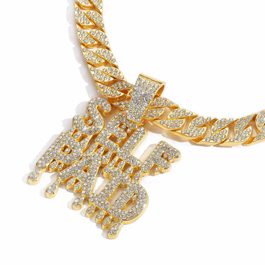 Hip Hop Letter Cubic Zirconia Pendant Necklace for Men and Women