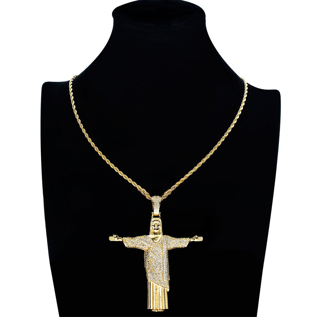 Hip Hop Vintage Cross Copper Pendant Necklace for Men and Women