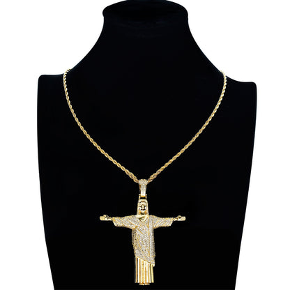 Hip Hop Vintage Cross Copper Pendant Necklace for Men and Women