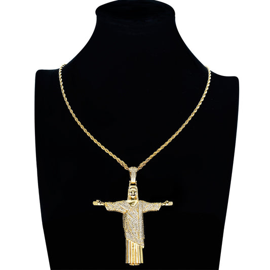 Hip Hop Vintage Cross Copper Pendant Necklace for Men and Women