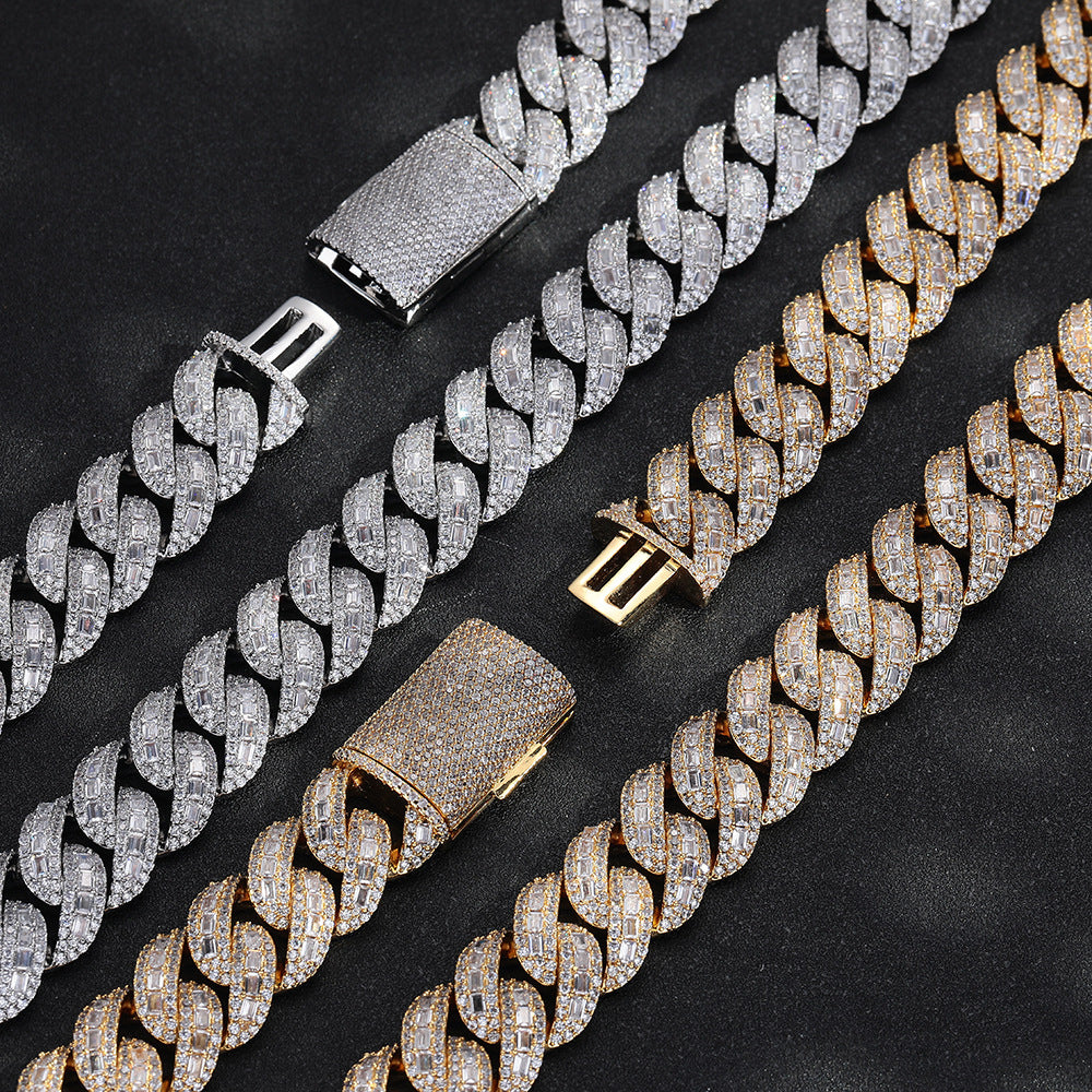 Iced Out Cuban Link Chain Necklace Bracelet, 20mm Hip Hop Cubic Zirconia Jewelry product image
