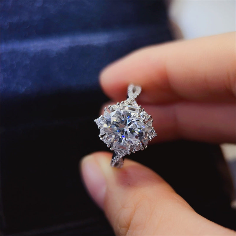 Oval Moissanite Halo Ring 2 Carat Engagement Ring for Women product image