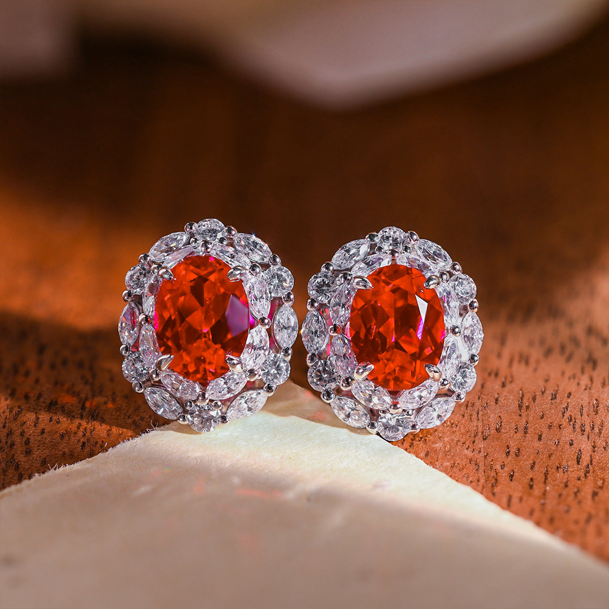 2 Carat Oval Lab-Created Ruby Halo Ring for Women, 925 Silver Red Gemstone Ring product image