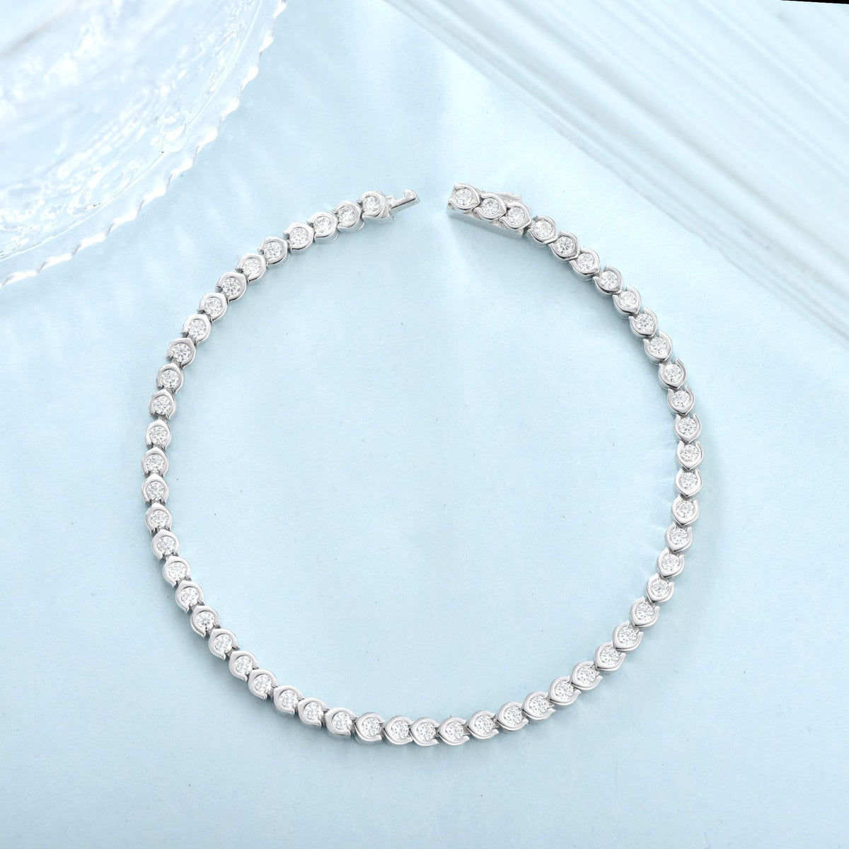 Moissanite Tennis Bracelet, S925 Sterling Silver, 18k Gold-Plated, Slim Stackable Bracelet product image