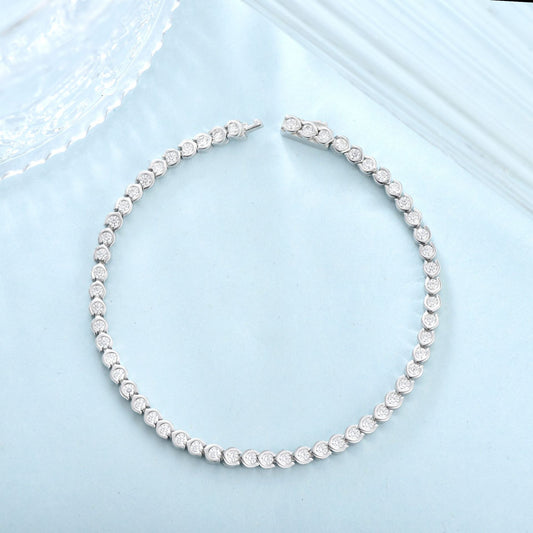 Moissanite Tennis Bracelet, S925 Sterling Silver, 18k Gold-Plated, Slim Stackable Bracelet alternate product image