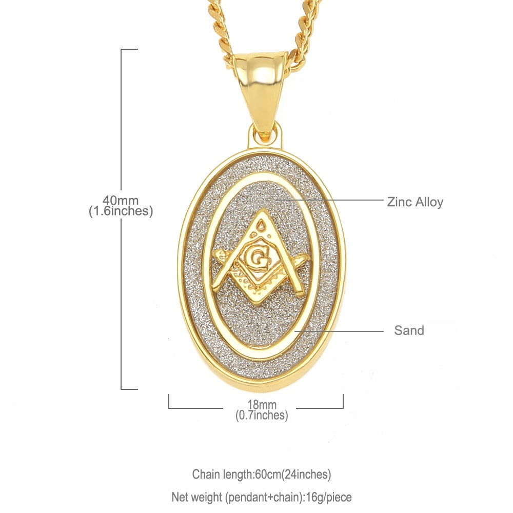 Unisex Oval Angel Pendant Necklace with 3mm Cuban Chain, Gold Plated or Silver Plated Hip Hop Statement Chain product image