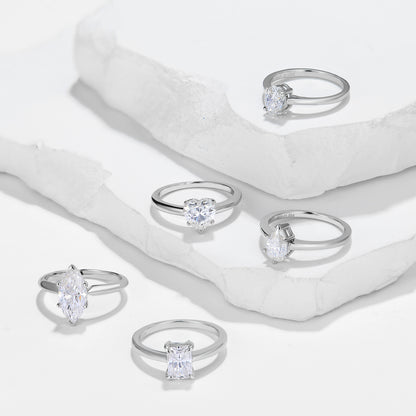 Moissanite Ring for Women, 1 Carat Solitaire Engagement Ring, Heart & Marquise Cuts