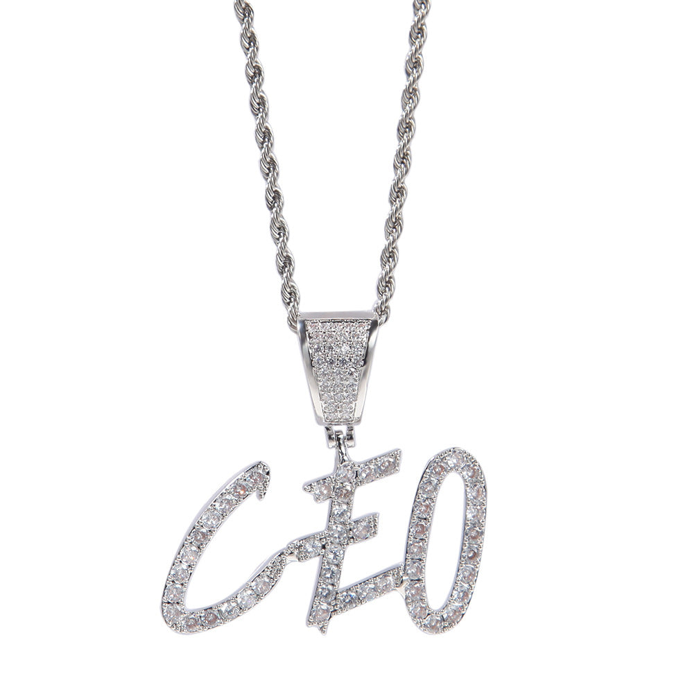 Custom Bubble Letter Necklace with Cubic Zirconia Pendant - Gold or Silver Personalized Hip Hop Chain for Women