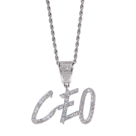 Custom Bubble Letter Necklace with Cubic Zirconia Pendant - Gold or Silver Personalized Hip Hop Chain for Women