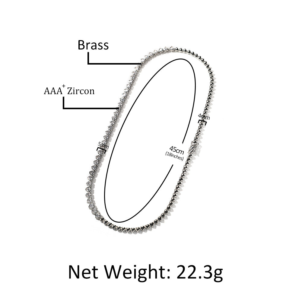 Heart Chain Necklace for Women with sparkling stones, Gold Plated or Silver Plated Statement Pendant Necklace, 16 Inch / 18 Inch product image