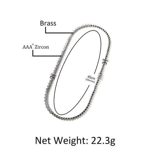 Heart Chain Necklace for Women with Diamond-Look Stones, Gold Plated or Silver Plated Statement Pendant Necklace, 16 Inch / 18 Inch