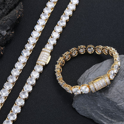 10mm Cubic Zirconia Tennis Chain Necklace & Bracelet