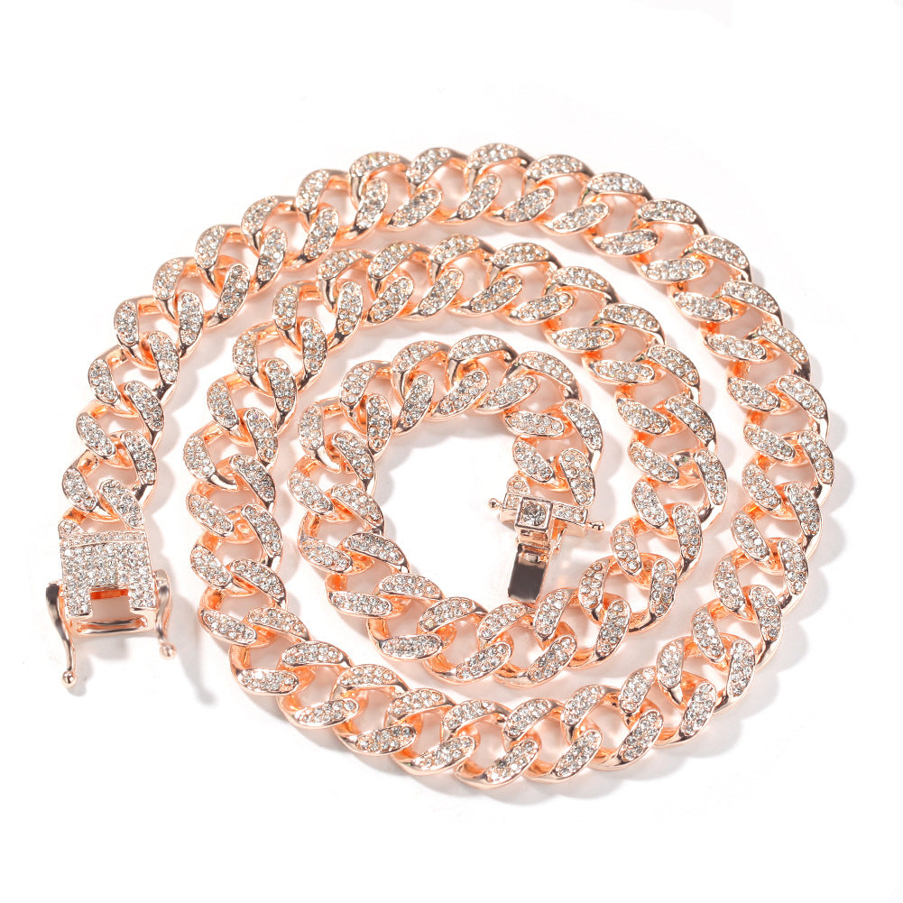 Iced Out Cuban Link Chain Necklace for Women & Men - Gold and Silver Plated Statement Pendant Chain product image