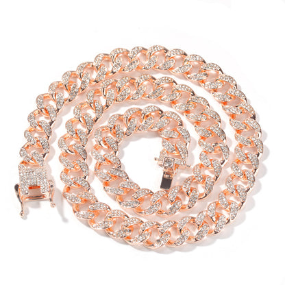 Iced Out Cuban Link Chain Necklace for Women & Men - Gold and Silver Plated Statement Pendant Chain
