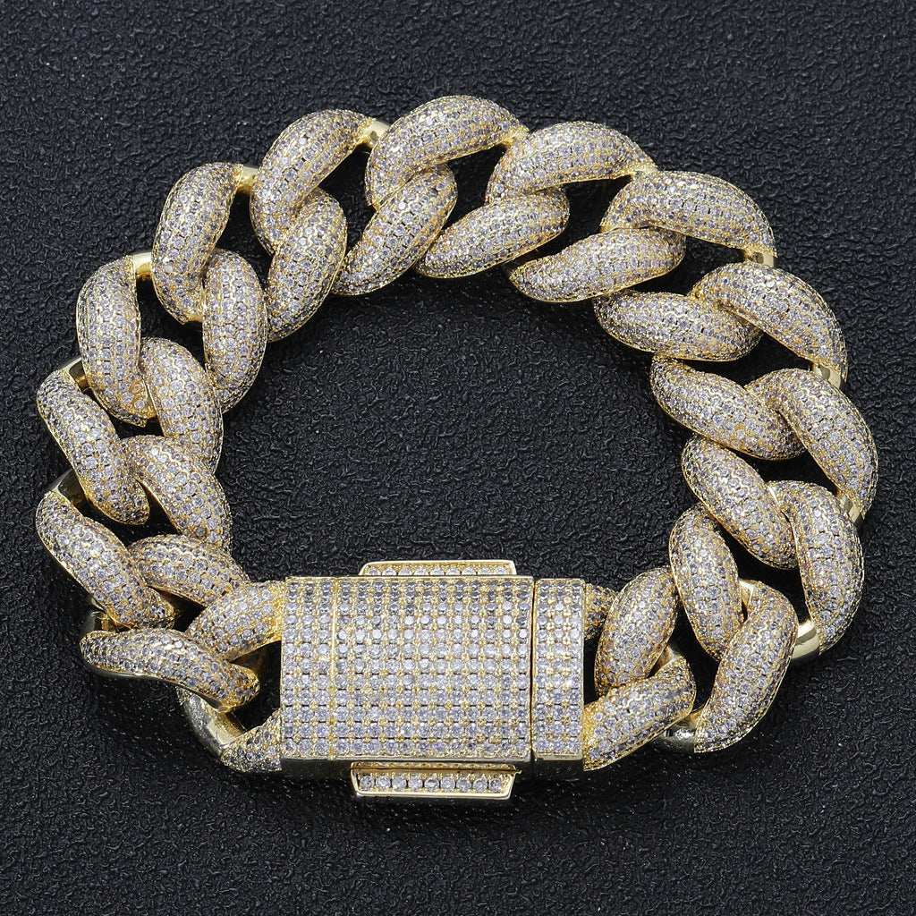 Hip Hop Cuban Link Bubble Copper Bracelet for Men