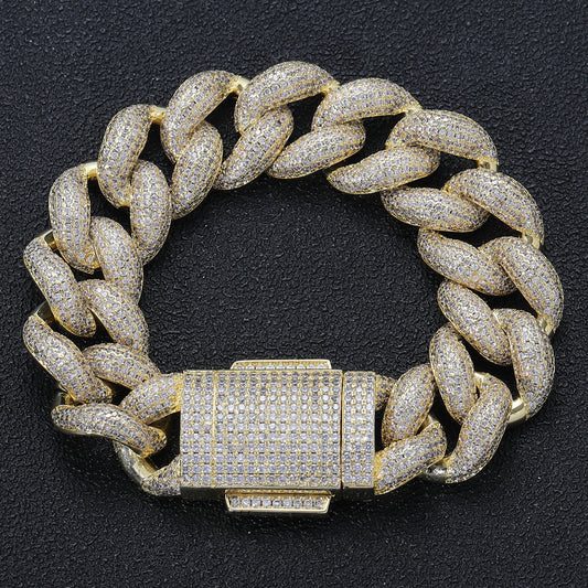 Hip Hop Cuban Link Bubble Copper Bracelet for Men