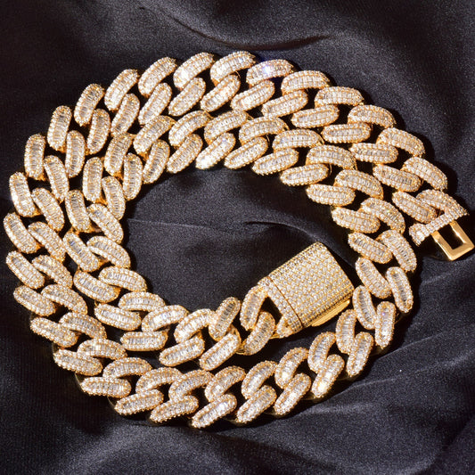 Iced Out Oval Link Cuban Chain Necklace Bracelet Set for Men