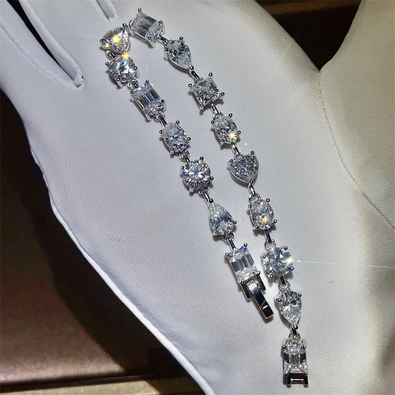 Moissanite Tennis Bracelet for Women, Mixed Shape Full Stone Bracelet 16cm 17cm 18cm product image