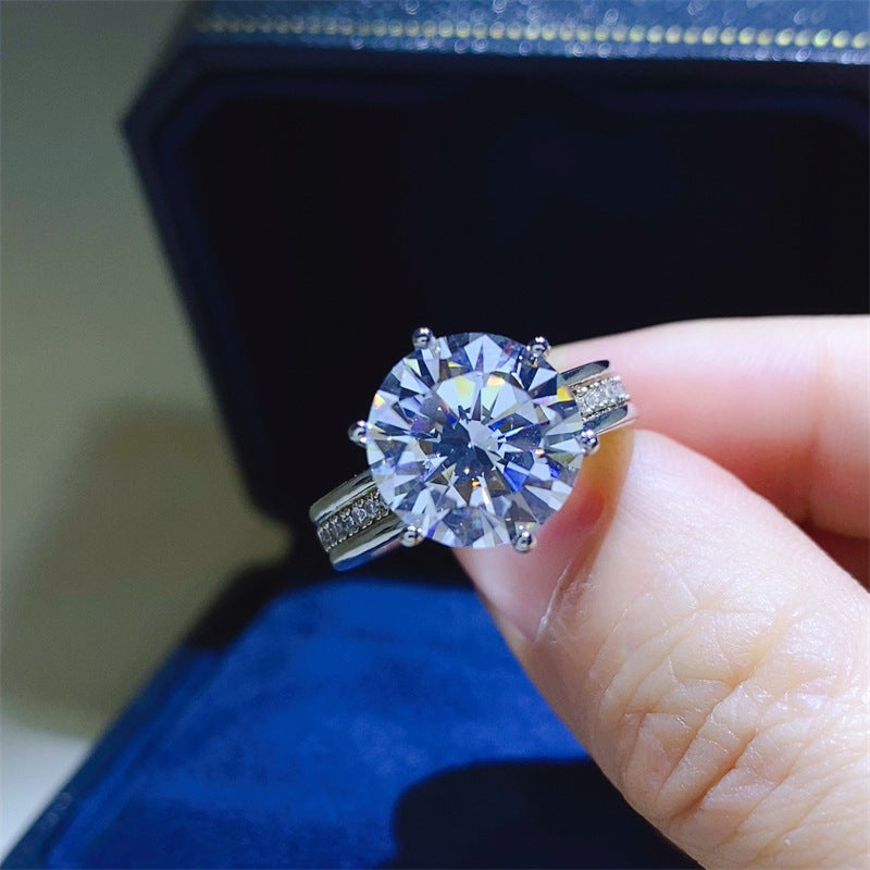 Moissanite Ring for Women Hidden Halo Solitaire Engagement Ring with U-Shaped Band, 1CT 2CT 3CT 5CT product image