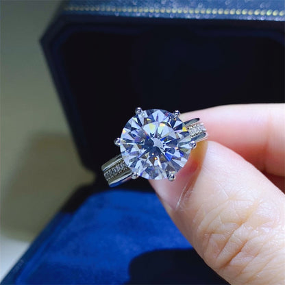 Moissanite Ring for Women Hidden Halo Solitaire Engagement Ring with U-Shaped Band, 1CT 2CT 3CT 5CT
