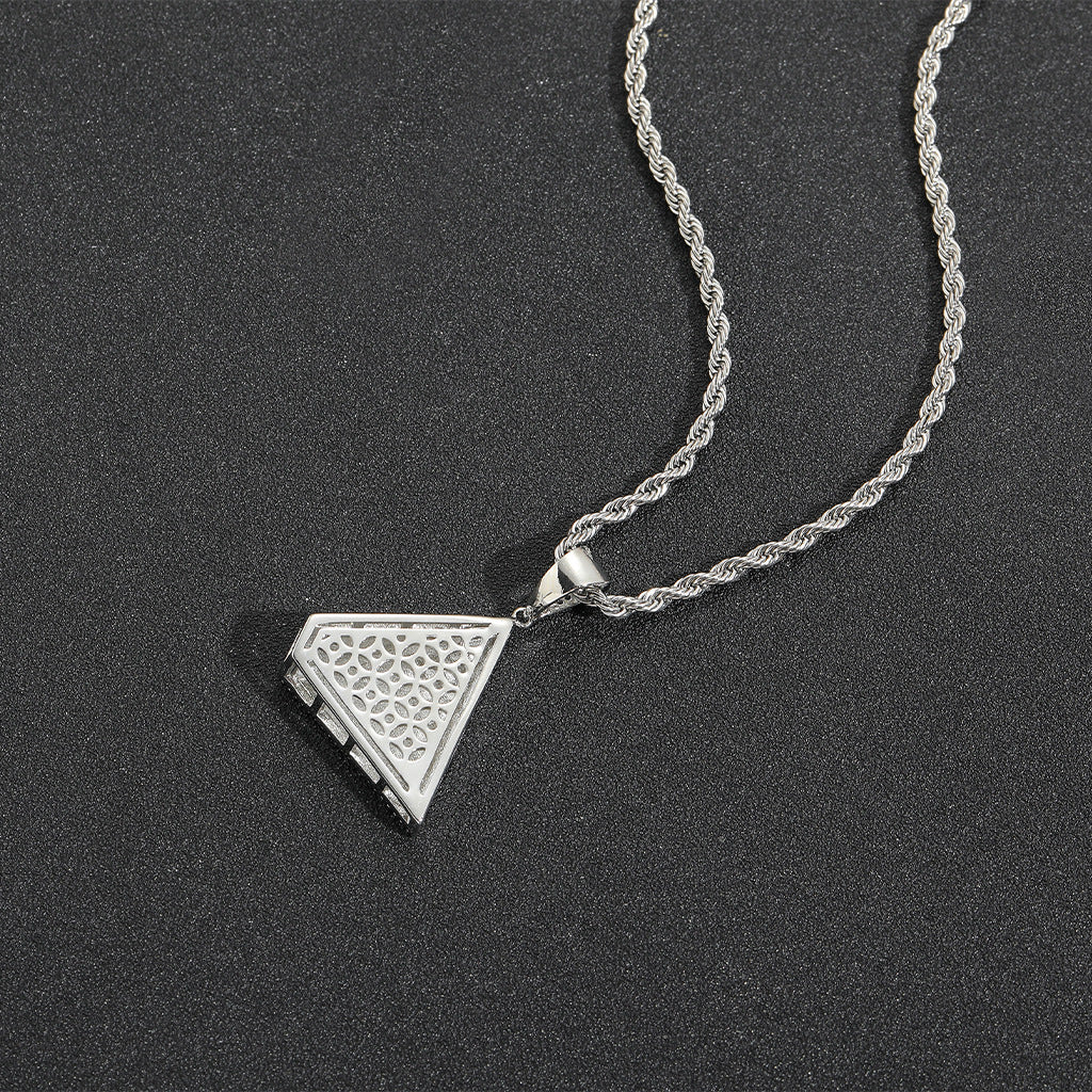 Hip Hop Vintage Geometric Cubic Zirconia Pendant Necklace for Men and Women