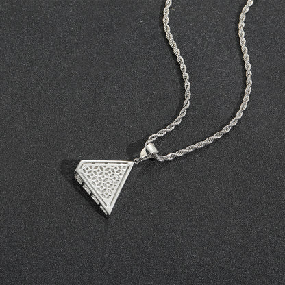 Hip Hop Vintage Geometric Cubic Zirconia Pendant Necklace for Men and Women