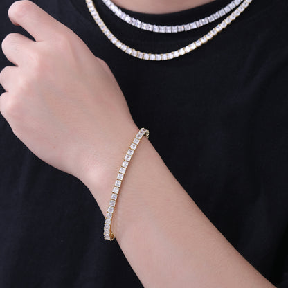 Geometric Square Cubic Zirconia Tennis Chain Bracelet & Necklace