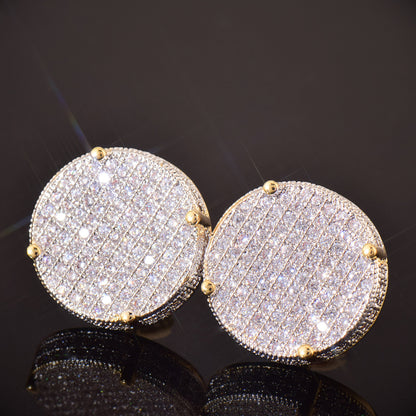 Round Iced Out Stud Earrings for Men Unisex Hip Hop Jewelry