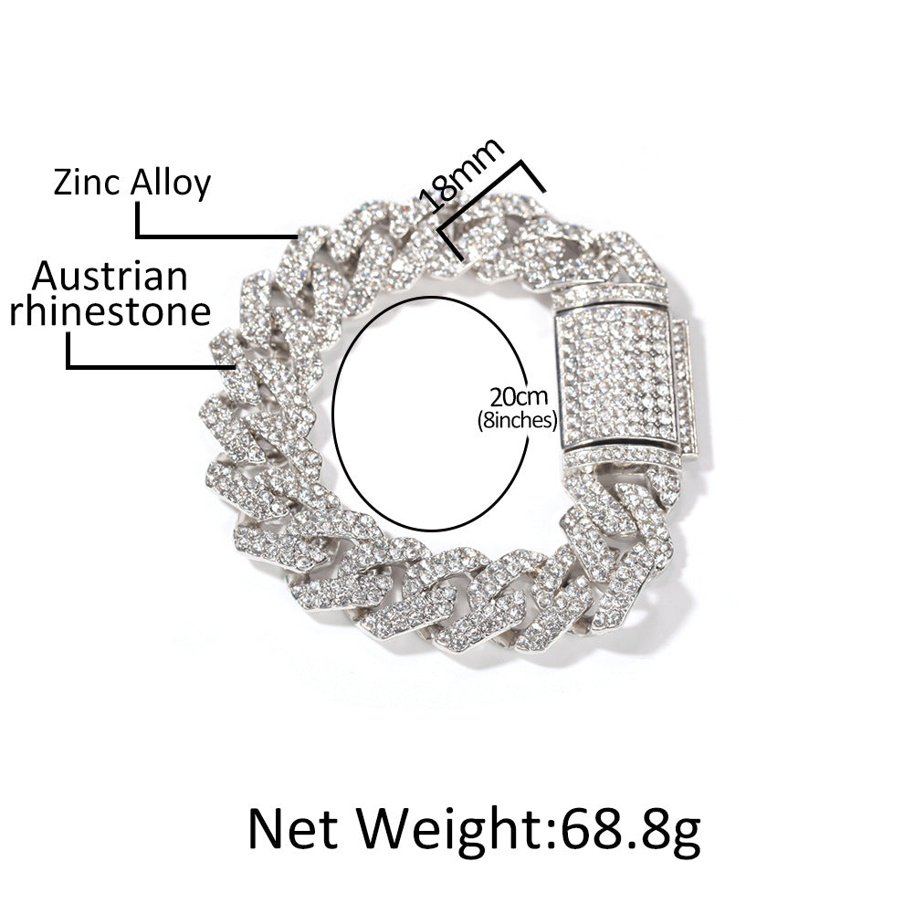 Iced Out Cuban Link Chain Bracelet for Women & Men – Gold Plated or Silver Plated Statement Hip Hop Bracelet