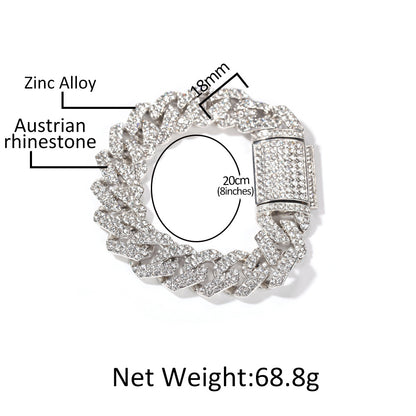 Iced Out Cuban Link Chain Bracelet for Women & Men – Gold Plated or Silver Plated Statement Hip Hop Bracelet