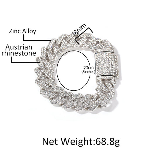 Iced Out Cuban Link Chain Bracelet for Women & Men – Gold Plated or Silver Plated Statement Hip Hop Bracelet