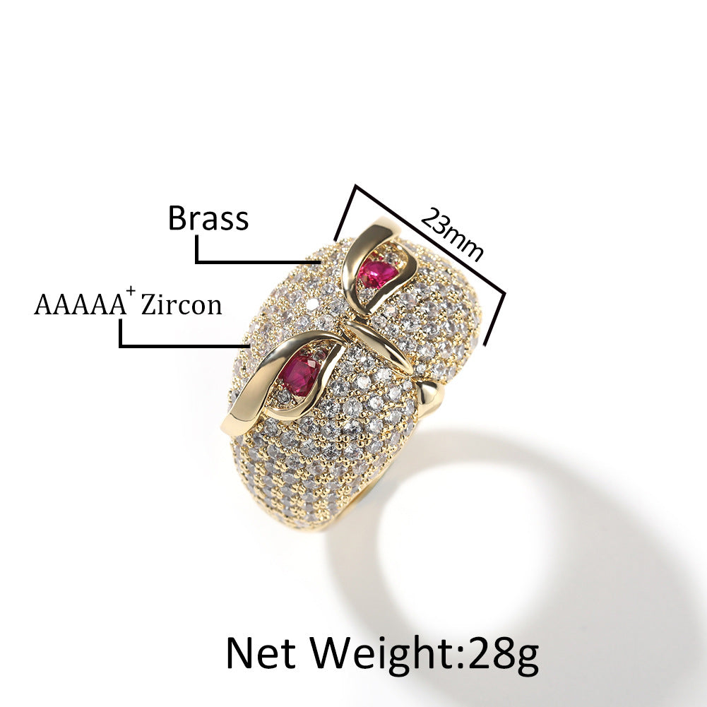 Unisex Owl Statement Ring with Cubic Zirconia - Gold Plated or Silver Plated Hip Hop Fashion Ring