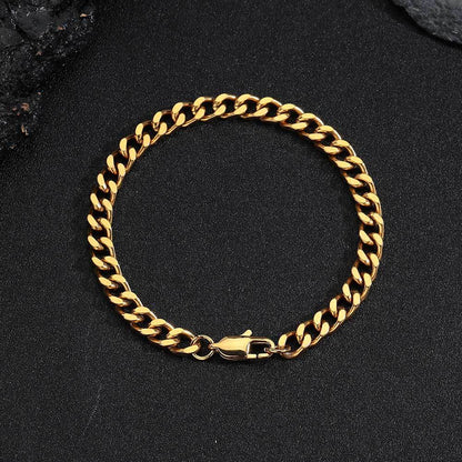 6 mm Polished Cuban Hip Hop Bracelet with Stainless steel Base - CHA100
