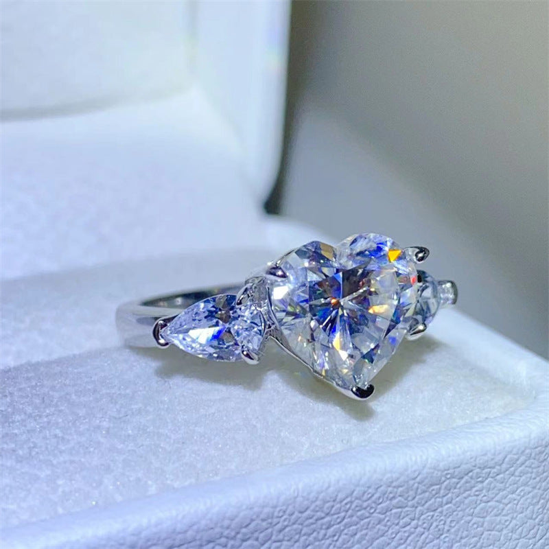 Heart Cut Moissanite Ring for Women, D Color VVS1 Engagement Ring, 1 Carat 2 Carat 3 Carat Promise Ring product image