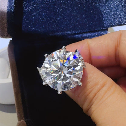 10 Carat Round Moissanite Ring for Women, Large Solitaire Engagement Ring, Fashion Wedding Ring