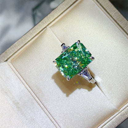 Mint Green Radiant Cut Moissanite Ring for Women, 5 Carat or 10 Carat Engagement Style Ring