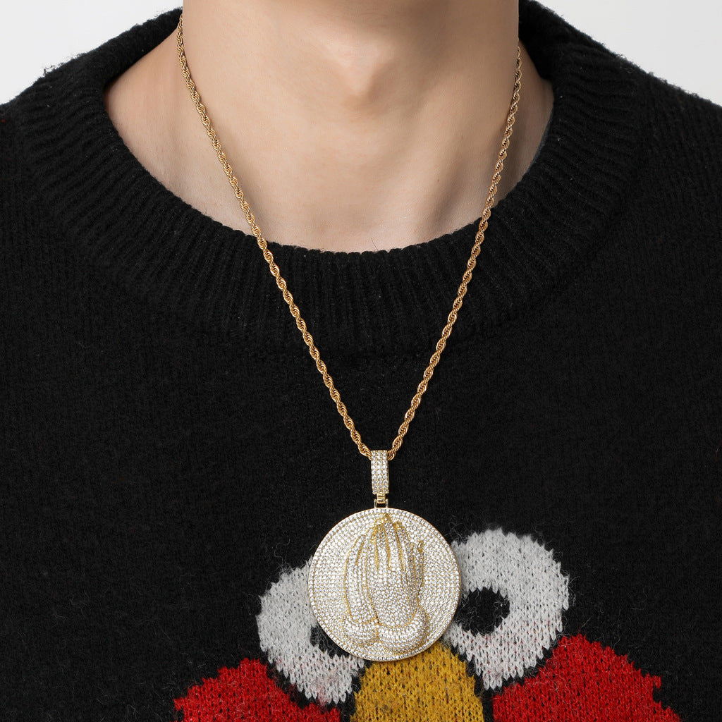 Hip Hop Fashion Cubic Zirconia Pendant Necklace for Men and Women