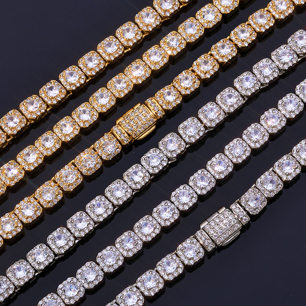 5 mm Square Halo CZ Tennis Hip Hop Necklace with Copper Base - CHA291 product image